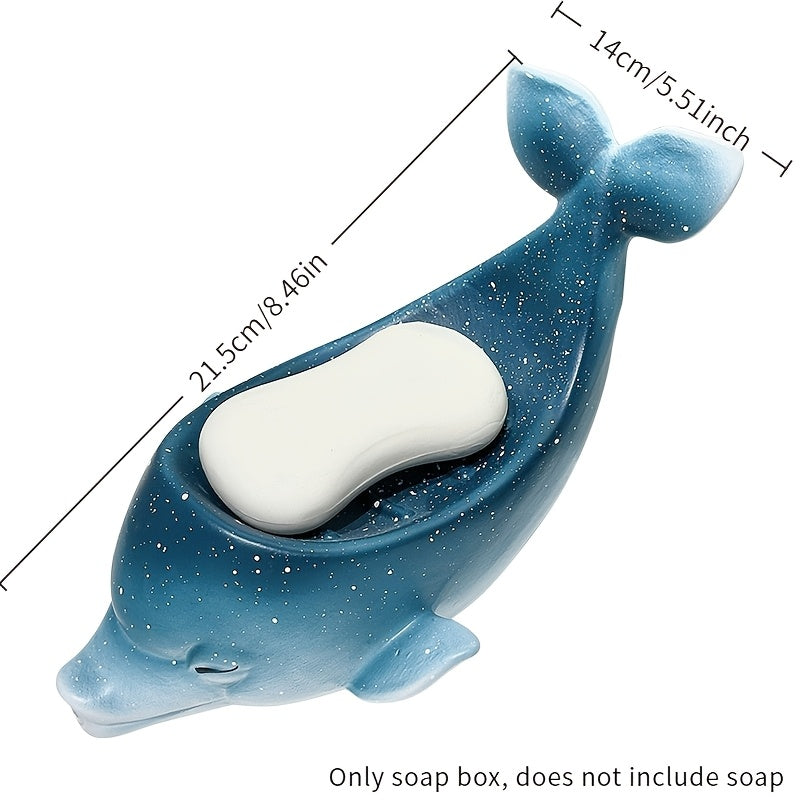 1pc Ceramic Dolphin Soap Dish, Unique Creative Starry Sky Design, Drainable Soap Holder for Home Use, No Water Accumulation, Water-Outflow Feature, Bathroom Accessory, Soap Bar Holder | Whimsical Decor | Ceramic Soap Holder,
