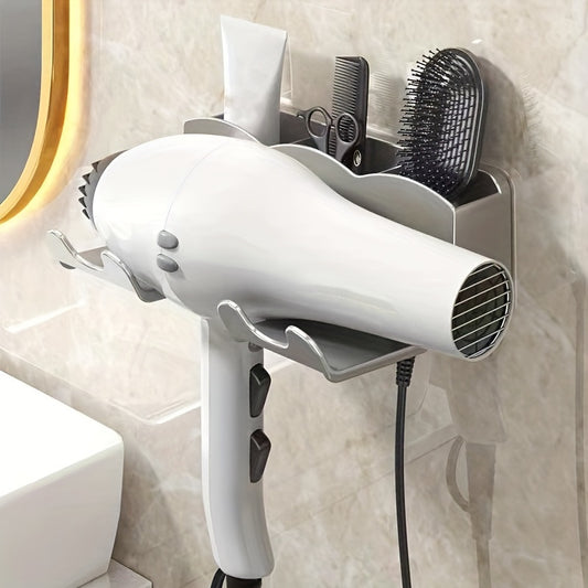 1pc wall mounted hair dryer stand, bathroom organizer stand, hands-free hair dryer stand, suitable for small to large dryers, space saving storage accessories