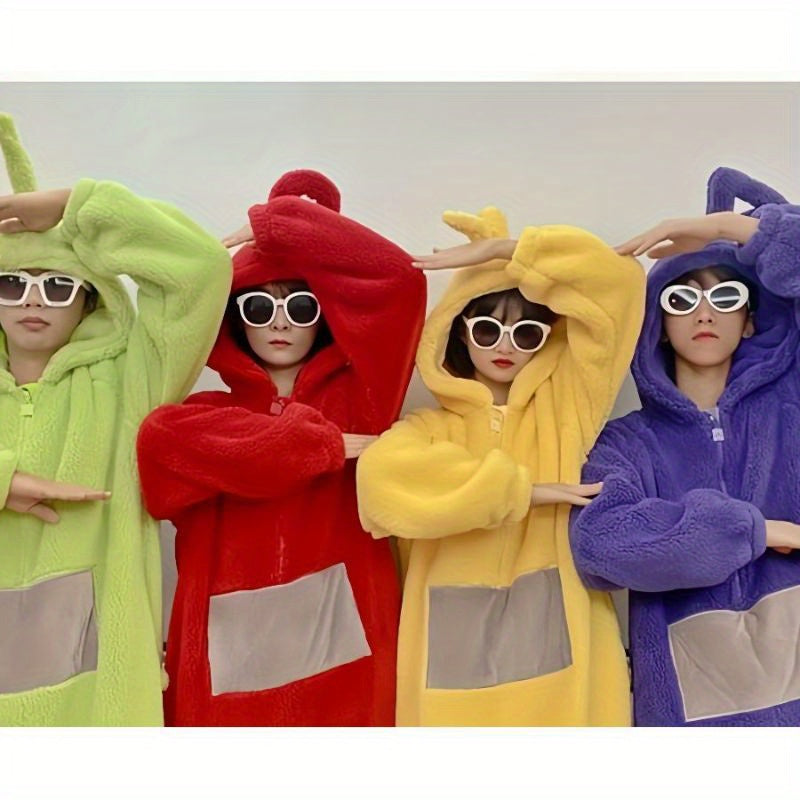1pc Antenna Youngsters Bathrobe, Easter Cartoon Cosplay Mini Robe, Super Soft Flannel Adult Pajamas, Cute Cartoon Antenna Youngsters Couple Bathrobe Towel Bathroom Supplies, Wash Cloths