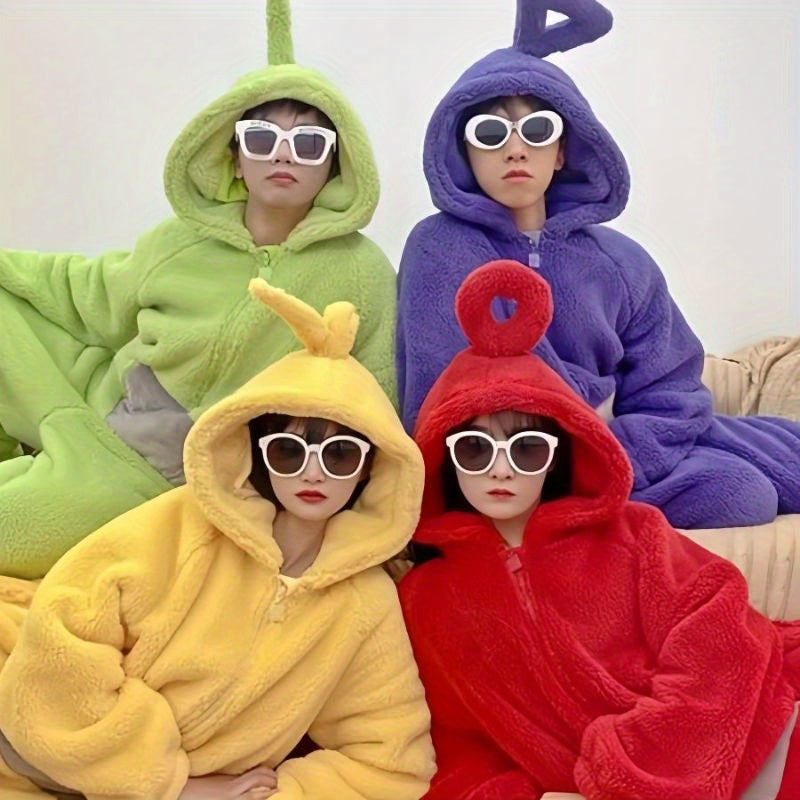 1pc Antenna Youngsters Bathrobe, Easter Cartoon Cosplay Mini Robe, Super Soft Flannel Adult Pajamas, Cute Cartoon Antenna Youngsters Couple Bathrobe Towel Bathroom Supplies, Wash Cloths