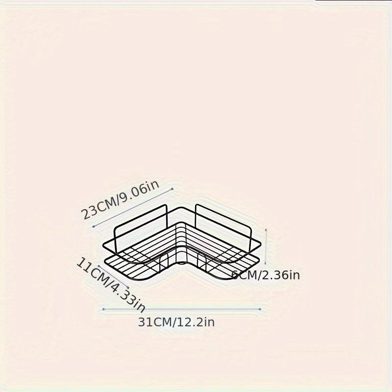 1pc Corner Shower Caddy Rack, No-Drill Wall Mounted Bathroom Shampoo Holder, Space-Saving Kitchen Storage Organizer Shelf