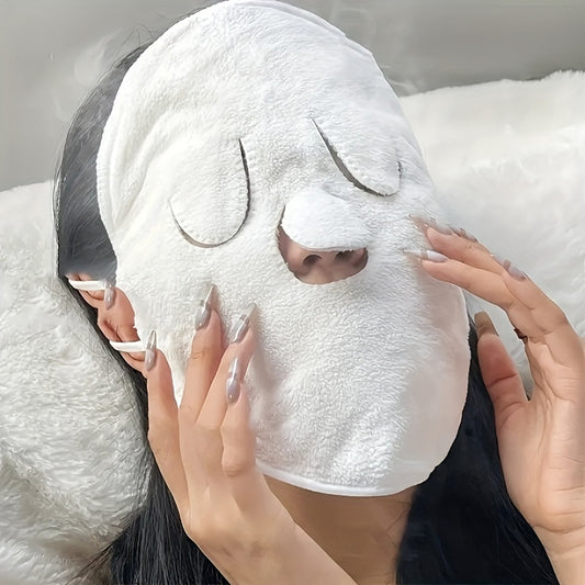 100% Cotton Round Facial Hot Compress Washcloth Mask, Super Absorbent Knit Fabric Towel with Space Theme, Contemporary Style for Beauty Skin Management, Spa and Home Bathroom Use - 34gsm