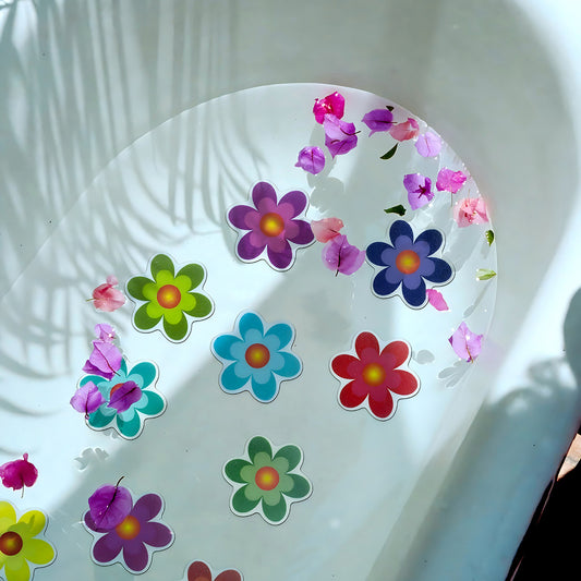 10pcs Home Bathroom Flower Shape Anti-Slip Stickers Color Bathtub Anti-Slip Stickers Self-Adhesive Anti-Slip Pads 8.0cm
