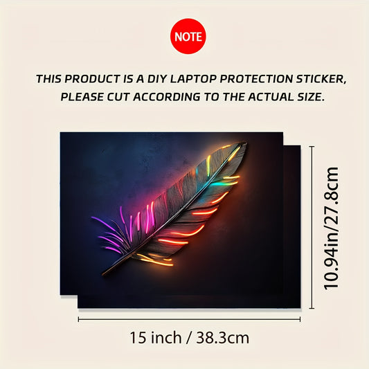 2pcs Vibrant Feather Design Laptop Art Decal