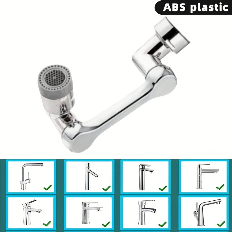 1pc Adjustable Faucet Aerator with 2 Spray Modes - Easy Install Rotating Multi-Function Extension for Kitchen & Bathroom Sinks, Chrome Finish, Plastic Material, No Power Required, Adjustable Water Flow | Rotating Faucet Exten