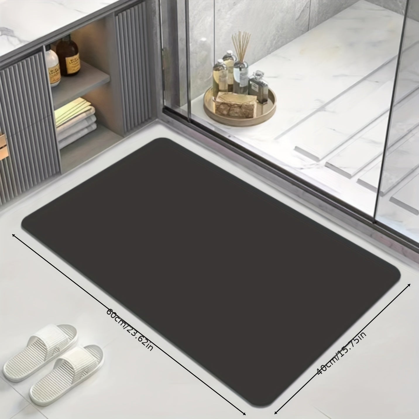 1pc Super Absorbent Non-Slip Bathroom Mat - Quick-Dry Polyester Floor Rug For Bathroom, Living Room, Laundry, And Entryway - Washable Home Decor Rectangle Bath Mat