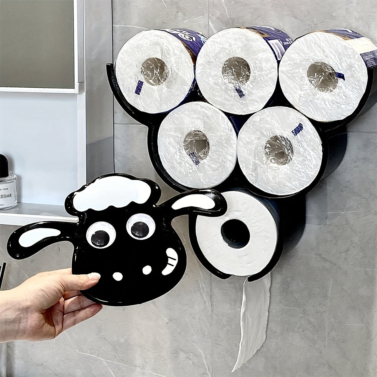 1Pc Animal-Shaped Wall-Mounted Plastic Tissue Holder, Multifunctional Toilet Paper Roll Storage Rack for Bathroom And Living Room Halloween, Christmas Decorations