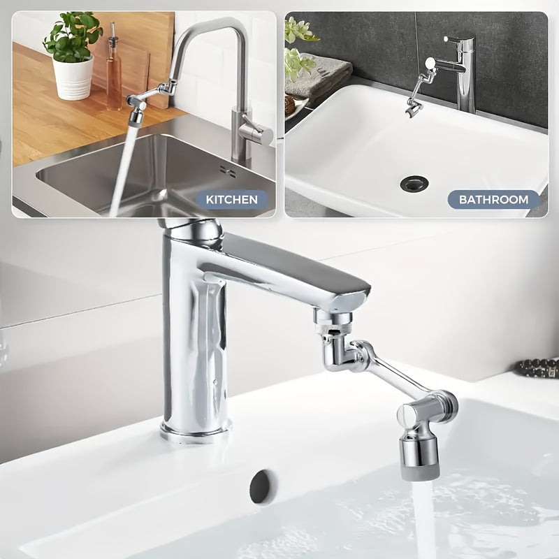 1pc Adjustable Faucet Aerator with 2 Spray Modes - Easy Install Rotating Multi-Function Extension for Kitchen & Bathroom Sinks, Chrome Finish, Plastic Material, No Power Required, Adjustable Water Flow | Rotating Faucet Exten