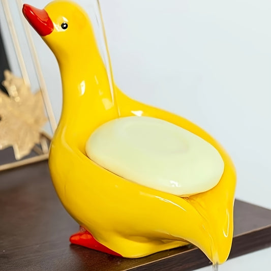 Porcelain Cute Duck Soap Dish, Cute Duck Bathroom Soap Holder, Anti-water Storage Rack, Washbasin Decor