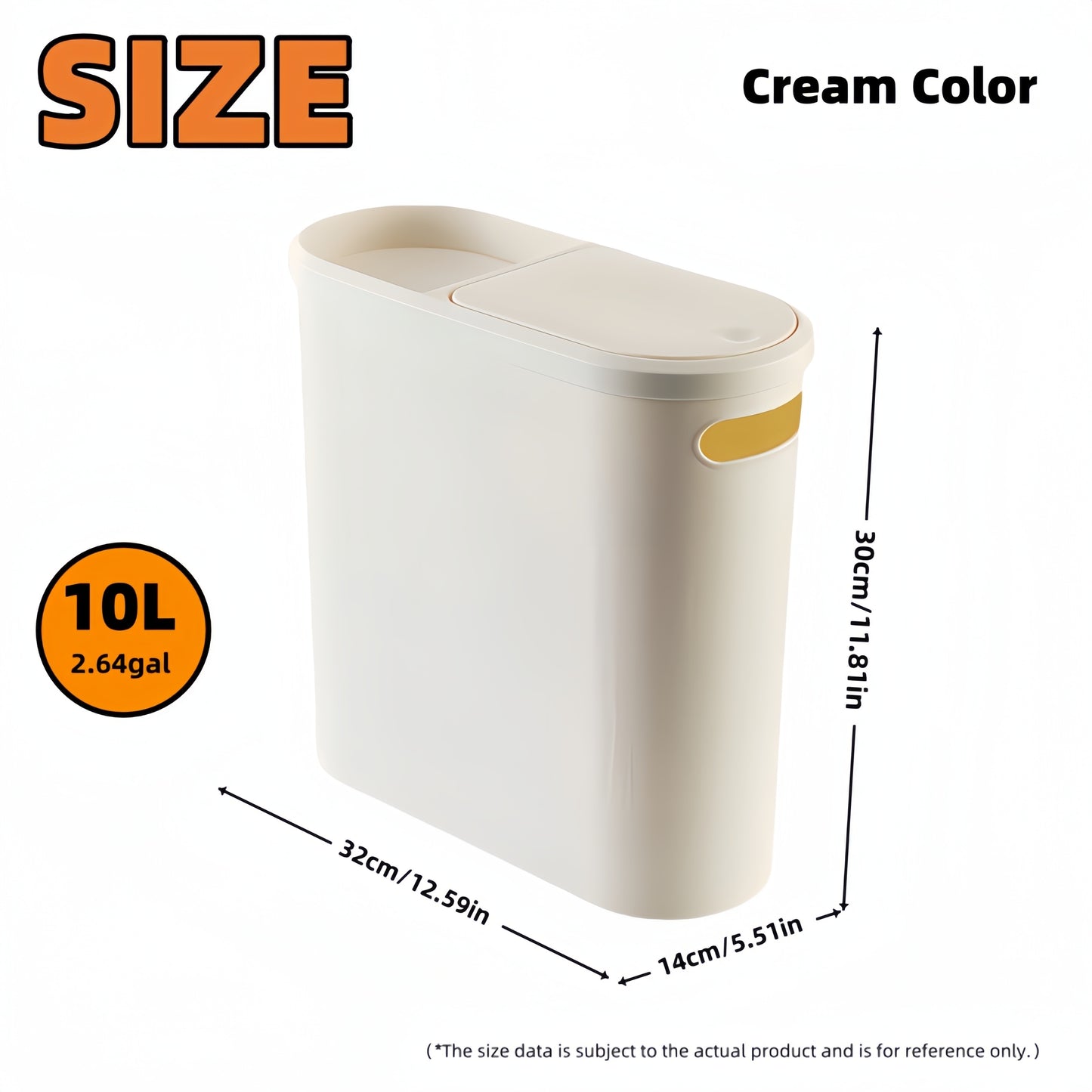 1pc Slim Bathroom Trash Can with Lid, 10L/2.64gal Plastic Garbage Bin, Polished Finish, Odor-Sealing, Press-Top Opening, Bag Holder, Durable Creative Home Accessory for Bathroom, Bedroom, Living Room