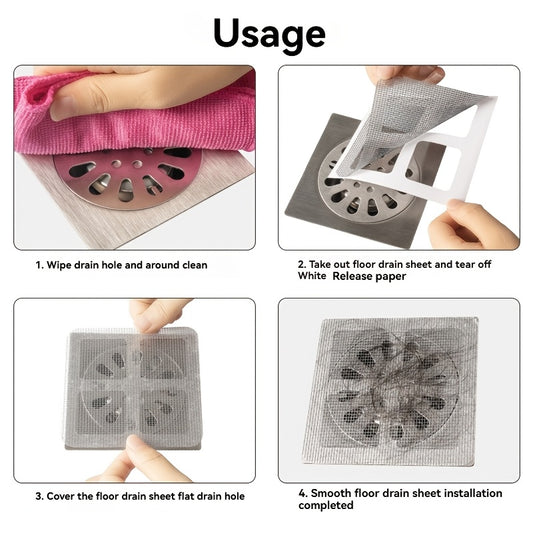 10pcs bathroom hair filter hair screen Toilet sewer filter Kitchen anti-clogging anti-insect self-adhesive floor drain sticker.