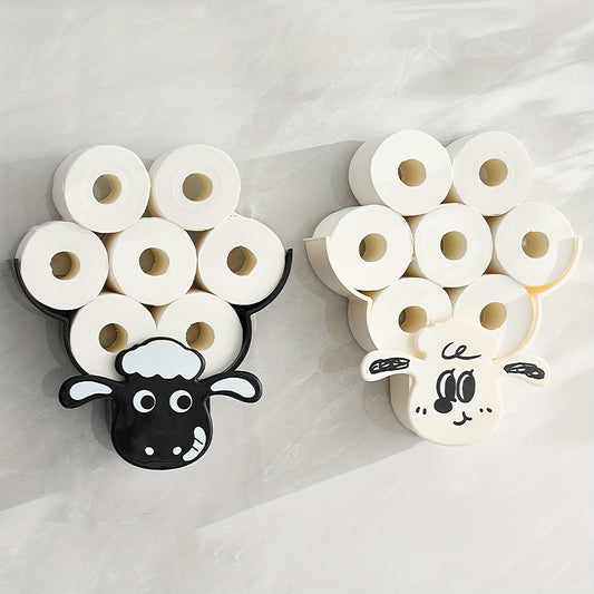 1Pc Animal-Shaped Wall-Mounted Plastic Tissue Holder, Multifunctional Toilet Paper Roll Storage Rack for Bathroom And Living Room Halloween, Christmas Decorations