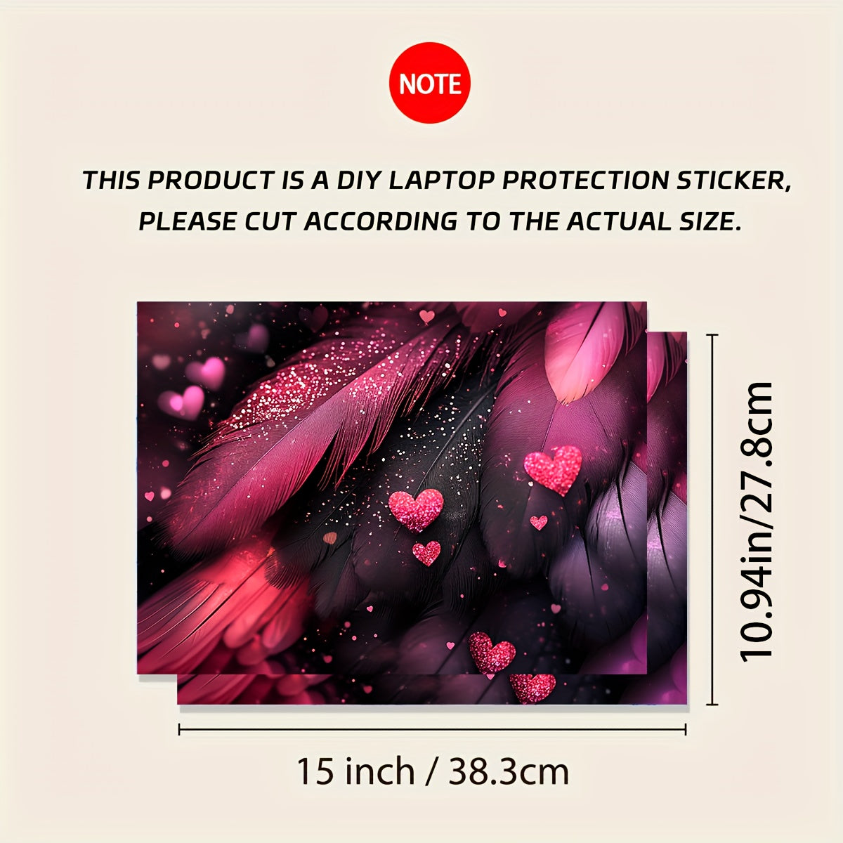 Vinyl Laptop Shell Love Feather Stickers, 2pcs/Set,