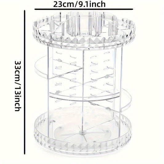 360° Rotating Acrylic Makeup Organizer - Transparent Cosmetic Storage Box for Skincare, Lipstick & More - Perfect for Dorms & Bathroom Vanity