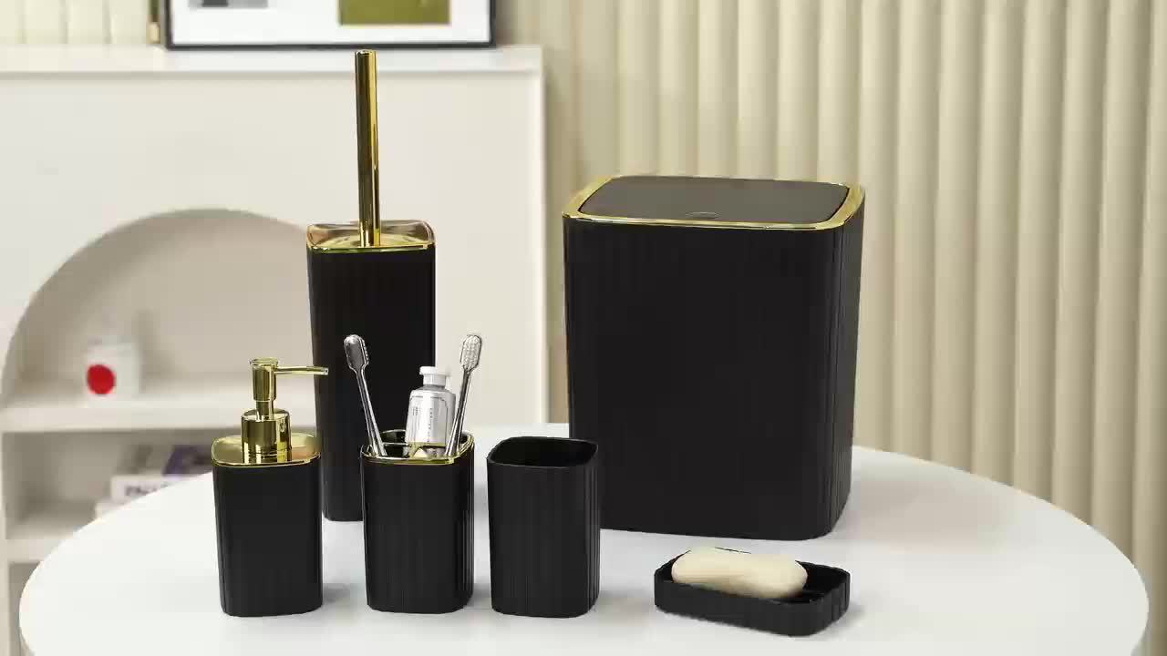 Ensemble de 6 accessoires de salle de bain noirs