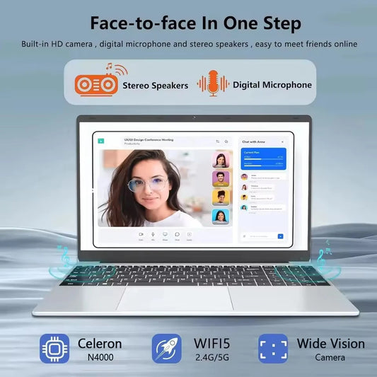 15.6 "Windows 11 Pro ordinateurs portables Intel Celeron N4000 16GB RAM 1 to SSD ordinateurs portables ordinateur de bureau PC déverrouiller par empreinte digitale ordinateur portable