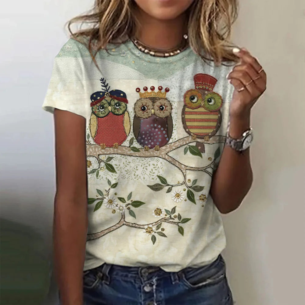 T-shirt manches courtes pour femmes, estival et à la mode, avec imprimé graphique 3D de théâtre