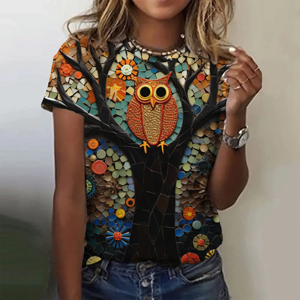 T-shirt manches courtes pour femmes, estival et à la mode, avec imprimé graphique 3D de théâtre