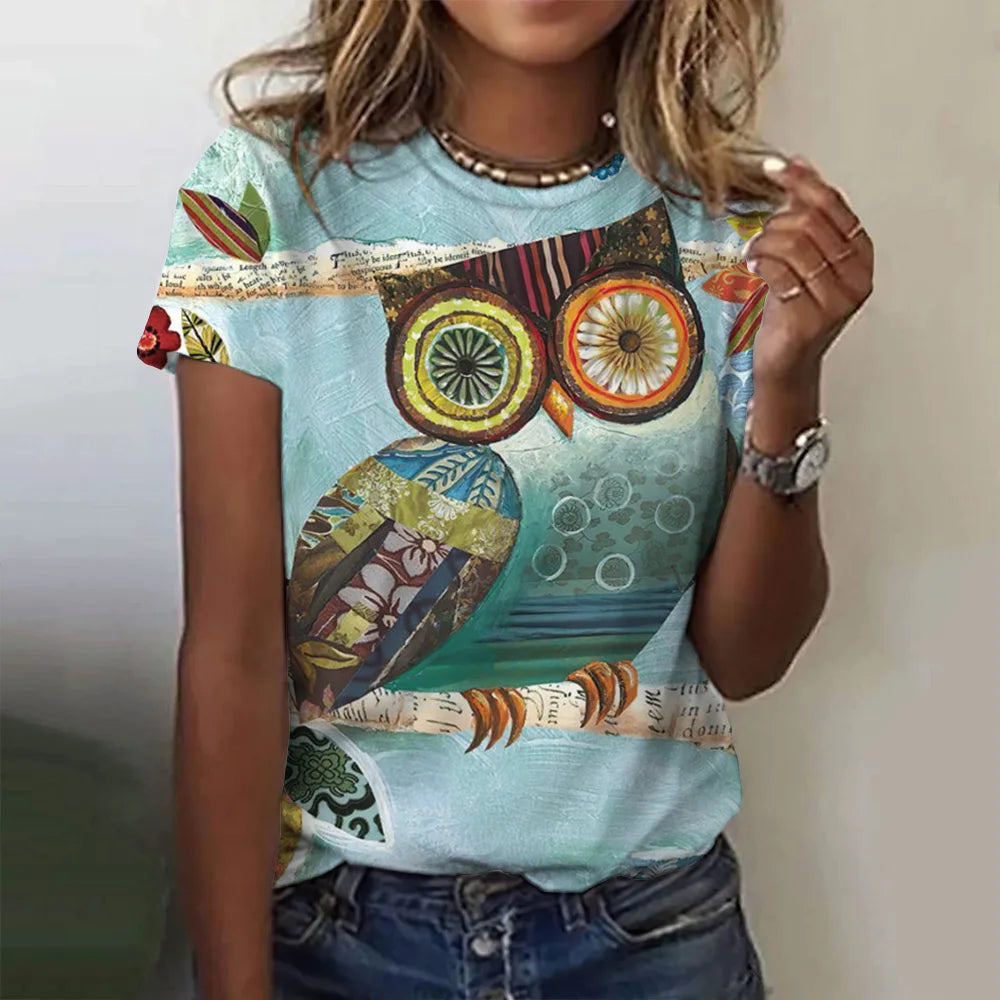T-shirt manches courtes pour femmes, estival et à la mode, avec imprimé graphique 3D de théâtre