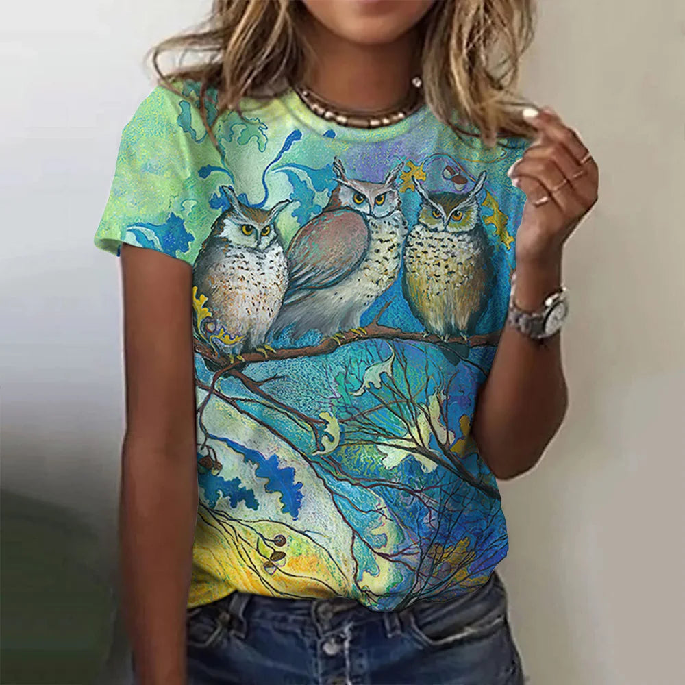 T-shirt manches courtes pour femmes, estival et à la mode, avec imprimé graphique 3D de théâtre