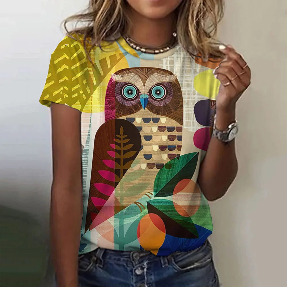 T-shirt manches courtes pour femmes, estival et à la mode, avec imprimé graphique 3D de théâtre