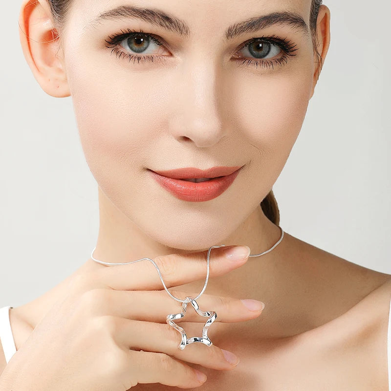 DOTEFFIL – collier avec pendentif étoile de mer en argent Sterling 925, chaîne serpent de 16 à 30 pouces pour femmes, bijoux de fiançailles de mariage à la mode