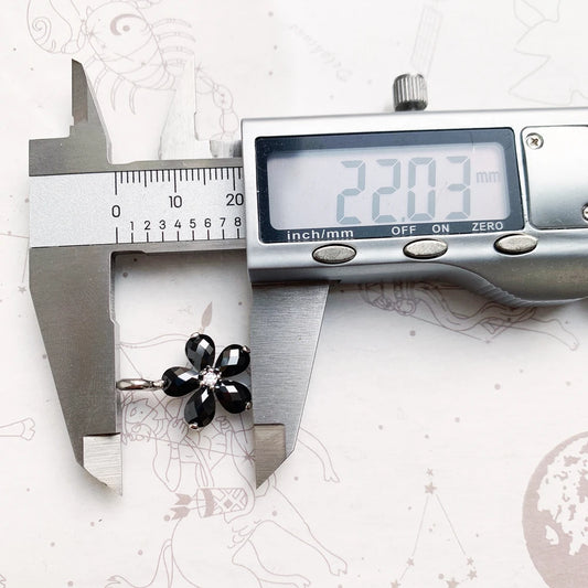 Pendentif fleur en cristal noir, marque de bijoux à la mode, accessoires européens, cadeau en argent Sterling 925 pour femmes