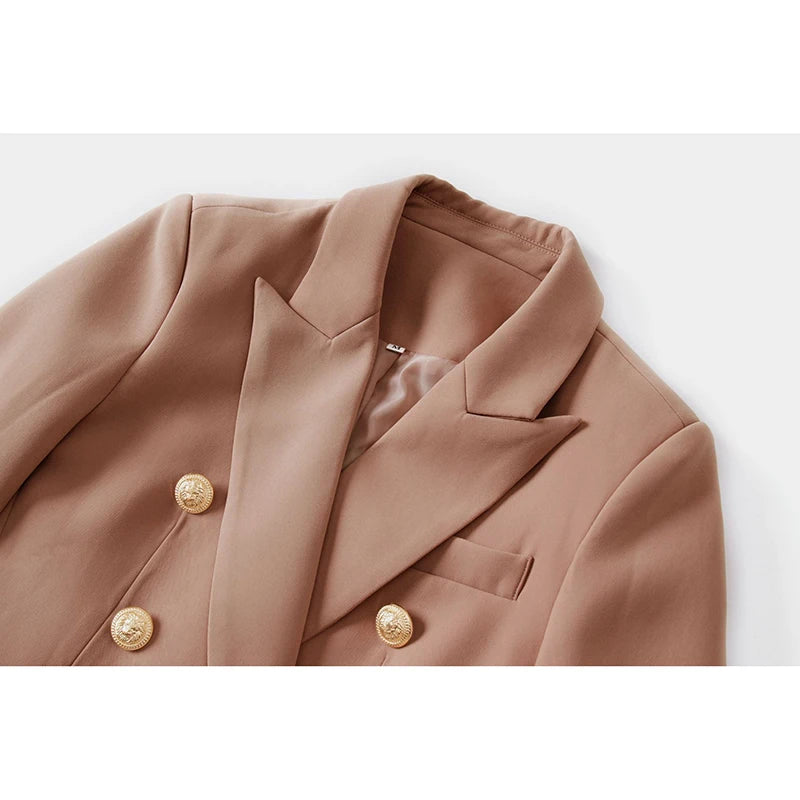 HARLEYFASHION-Blazer Croisé Slim pour Femme, Veste Imbibée de Qualité média, Avocat, Document Solide, Européen, Américain, Printemps, Automne, 2021