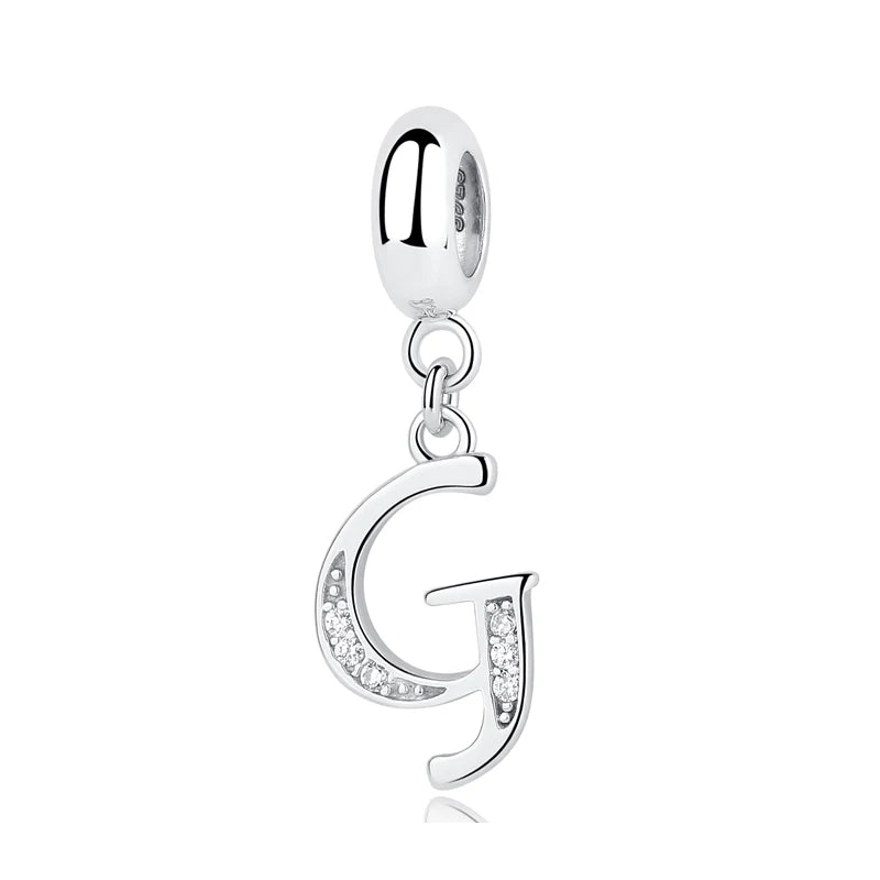 925 argent Sterling breloque perle Vintage Alphabet A-Z lettre pendentif breloques ajustement marque Bracelets colliers femmes bijoux à bricoler soi-même