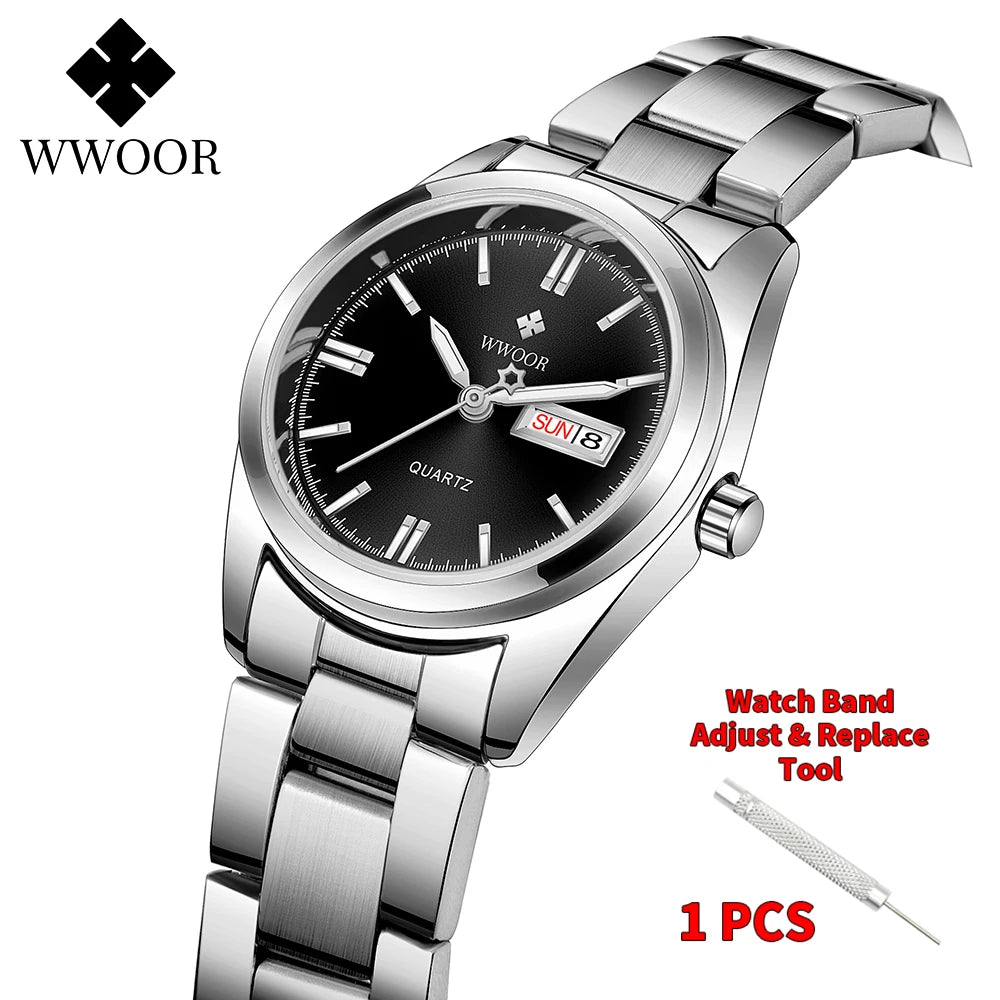 WWOOR-Montre à Quartz en Acier Inoxydable pour Femme, Étanche,