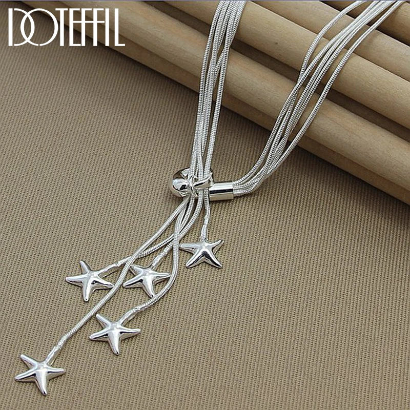DOTEFFIL 925 en argent Sterling cinq serpent chaîne étoile de mer collier pour les femmes de fiançailles de mariage bijoux de mode