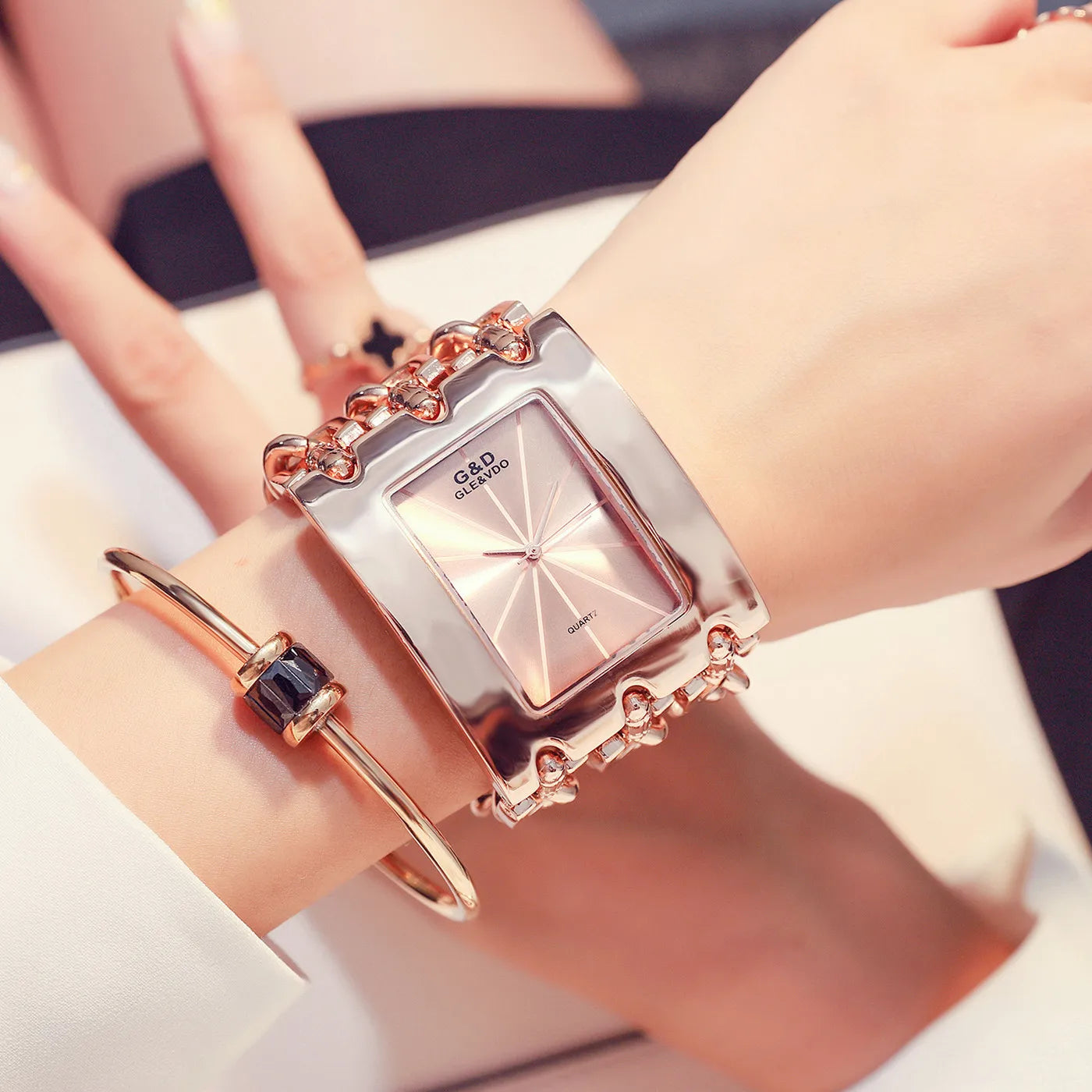 G & D-Montre-bracelet décontractée pour femme, trois JOQuartz,