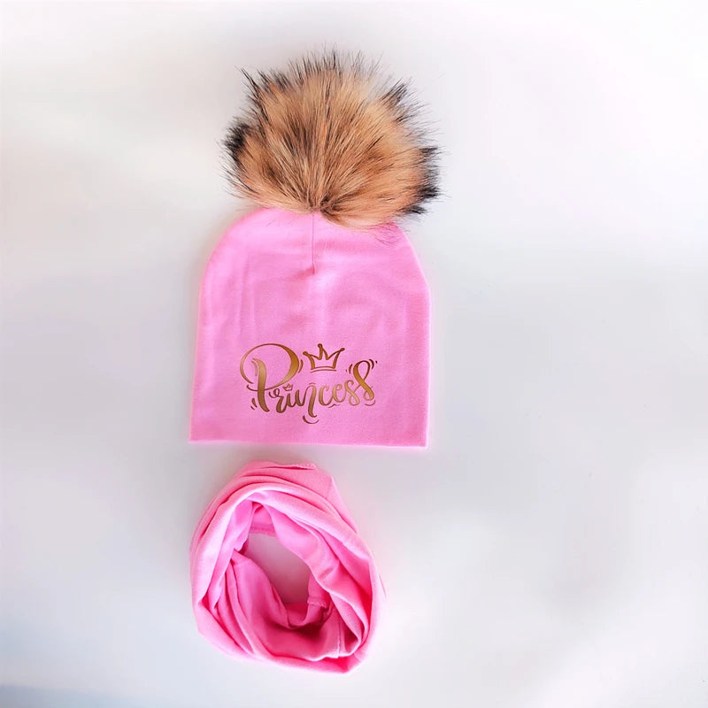 Ensemble de chapeaux pour filles, lettres dorées, princesse, prince, couronne, chapeau pour garçon, bonnet en coton tricoté pour enfants
