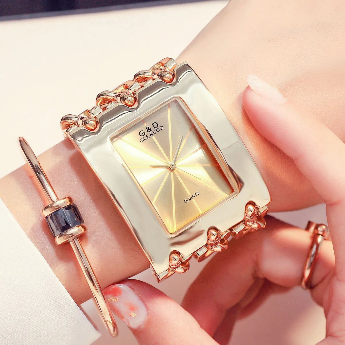 G & D-Montre-bracelet décontractée pour femme, trois JOQuartz,