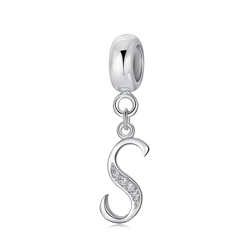 925 argent Sterling breloque perle Vintage Alphabet A-Z lettre pendentif breloques ajustement marque Bracelets colliers femmes bijoux à bricoler soi-même