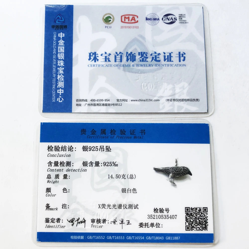 Pendentif corbeau noir Rabe, Bijoux à la mode en argent Sterling 2019, Bijoux européens, accessoires de collier, cadeau pour femmes et hommes, 925