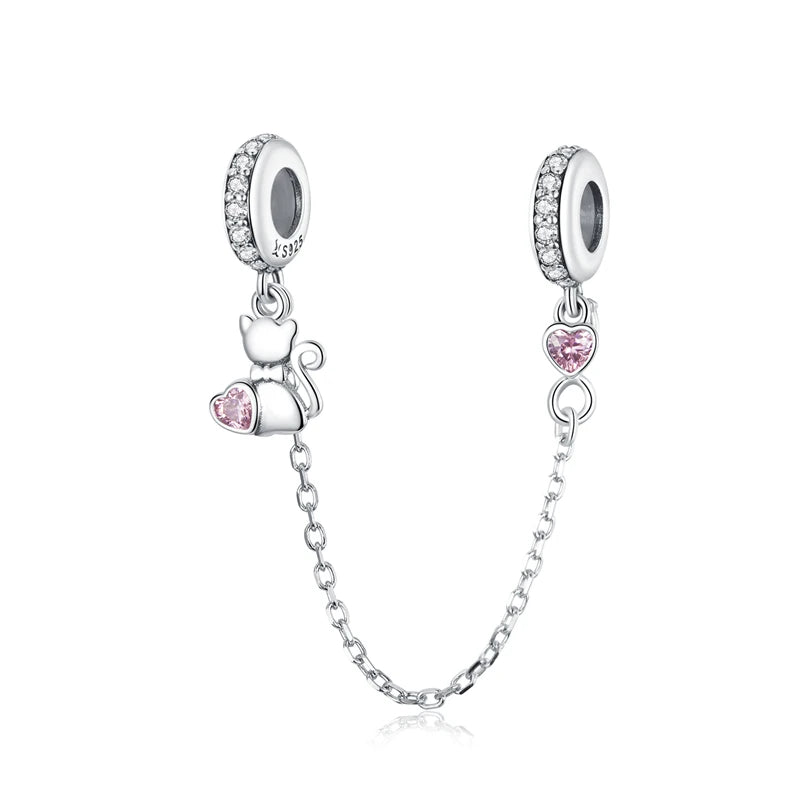 Meilleure vente 100% argent Sterling 925 la clé de coeur silicone sécurité chaîne breloque Wostu Original perles Bracelet bijoux CQC606