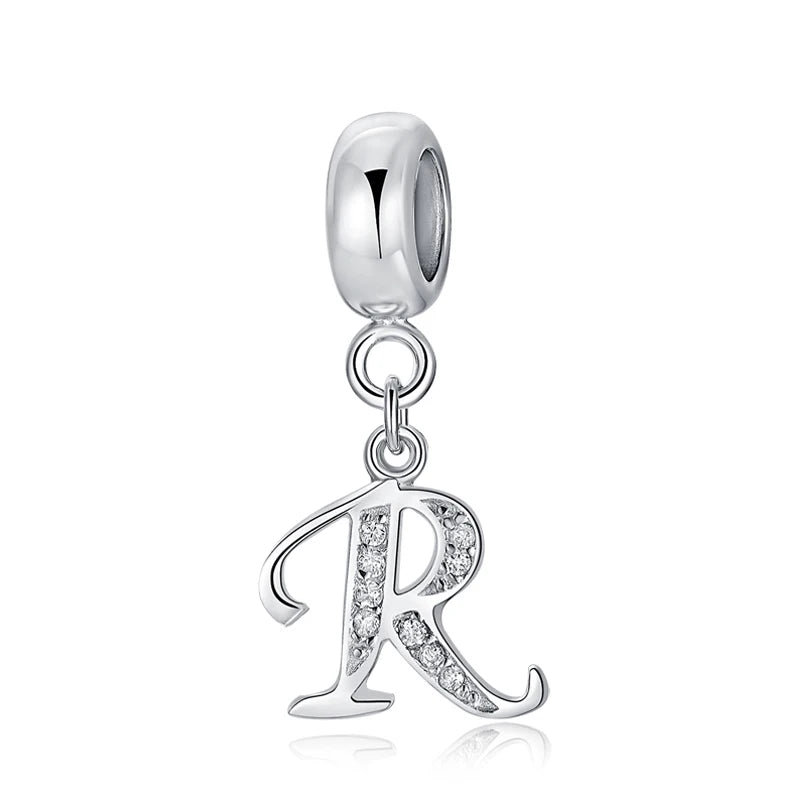 925 argent Sterling breloque perle Vintage Alphabet A-Z lettre pendentif breloques ajustement marque Bracelets colliers femmes bijoux à bricoler soi-même