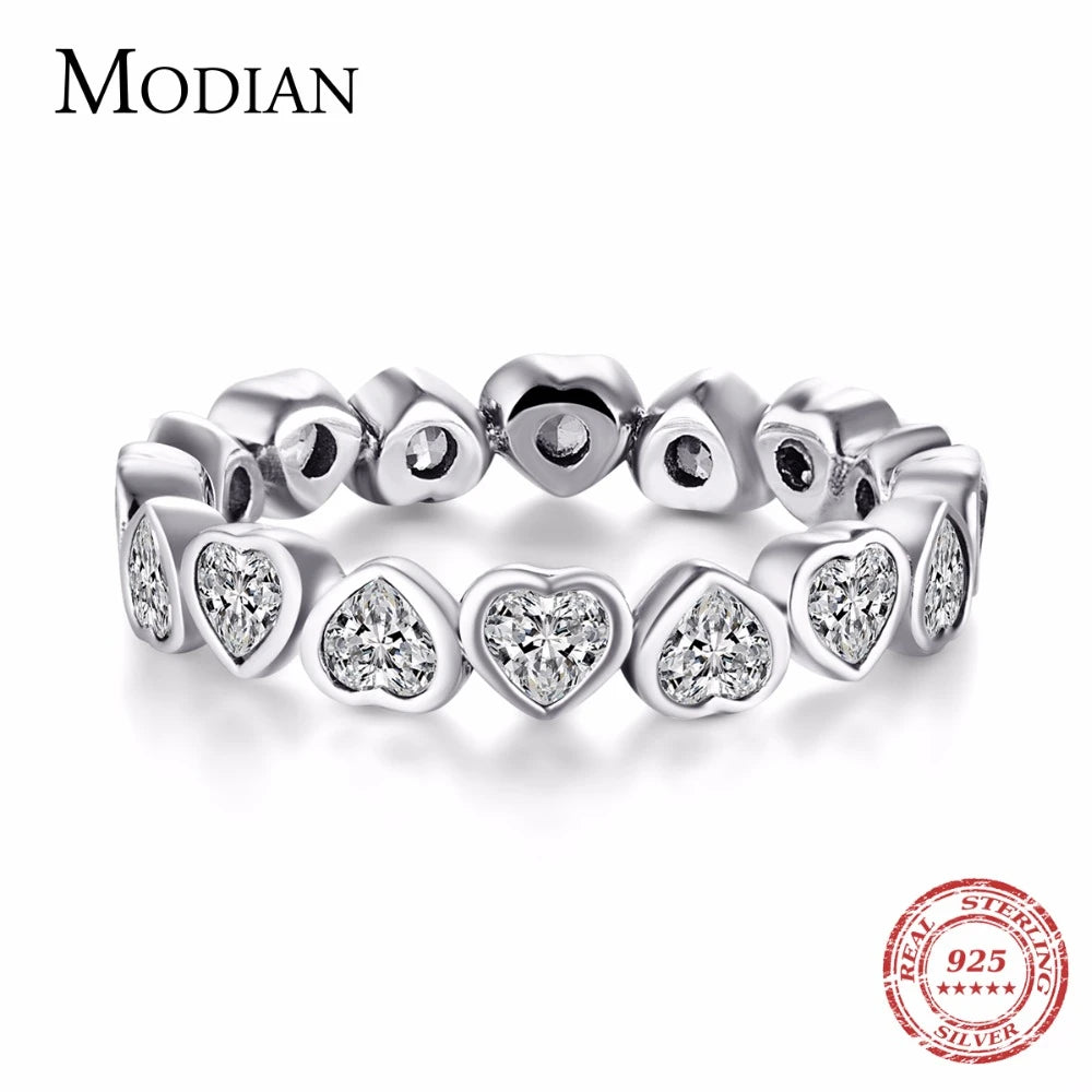 Modian – bague classique en argent sterling 925, zircone cubique, bijoux, cœurs d'amour, éternité