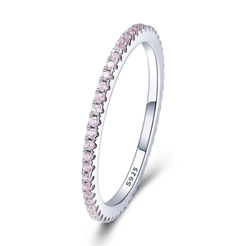 BAMOER classique 925 en argent Sterling de haute qualité cercle clair CZ géométrique empilable anneaux pour les femmes bijoux de mariage cadeau SCR066