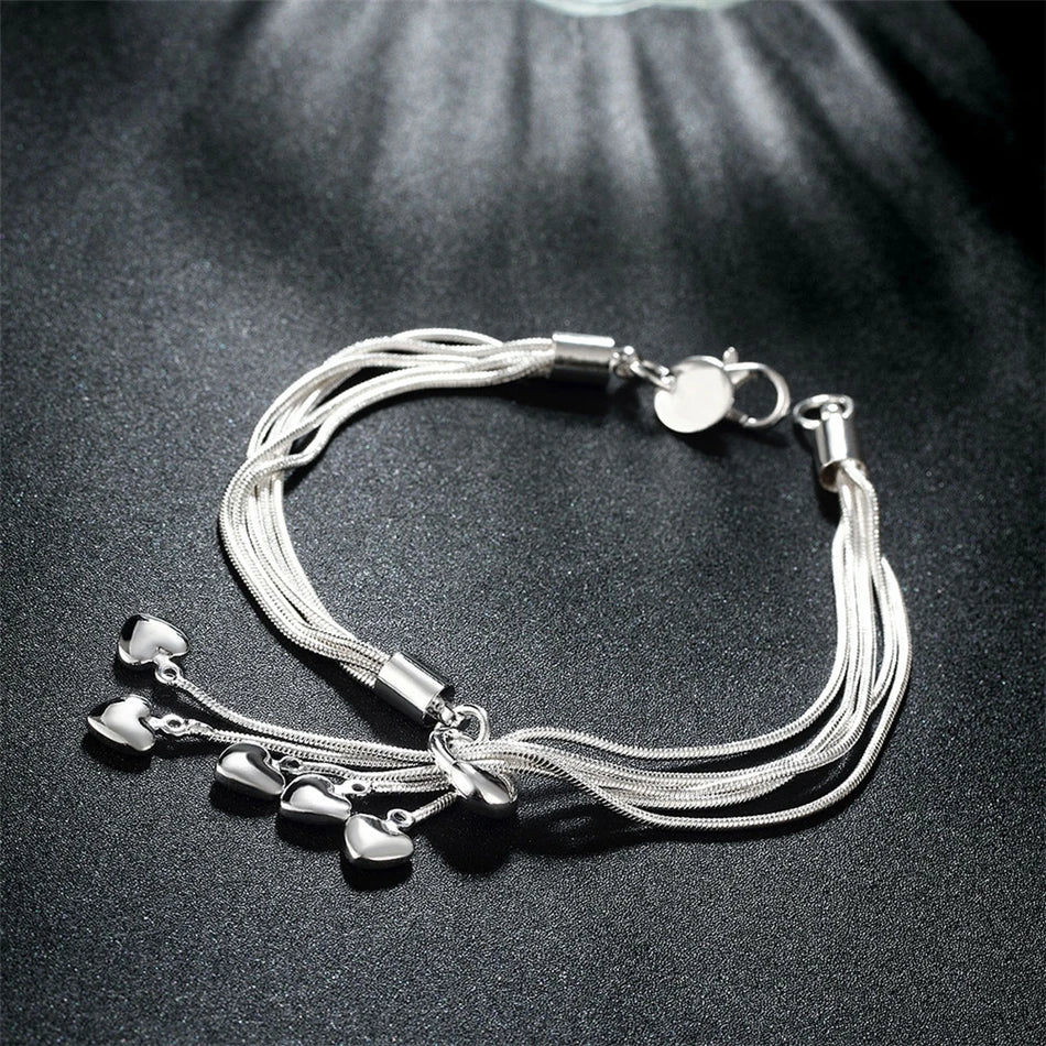 Prix usine ensembles bijoux 925 couleur argent collier Bracelet coeur bijoux ensembles collier Bracelet boucle d'oreille