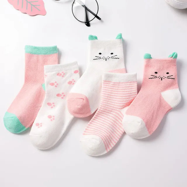 5 paires / lots de chaussettes en coton doux pour enfants garçons filles bébé bande de mode bande chaude automne hiver 0-8 ans chaussettes de dessin animé pour enfants