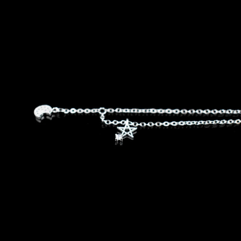 Bracelet en argent Sterling 925 en Zircon, étoile et lune, boucle de cheville, symbole Constellation, chaîne pour le pied, bijoux pour femmes et filles, cadeau, nouvelle tendance