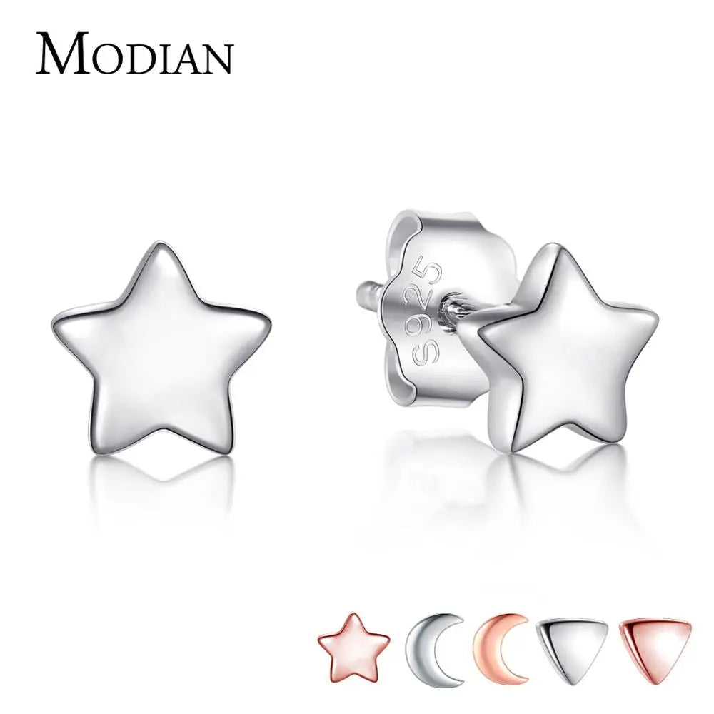 Modian – Boucles d'oreilles en argent sterling 925 pour femme, avec 6 styles en étoile et lune, accessoire exquise et simple, très tendance, bijou triangulaire