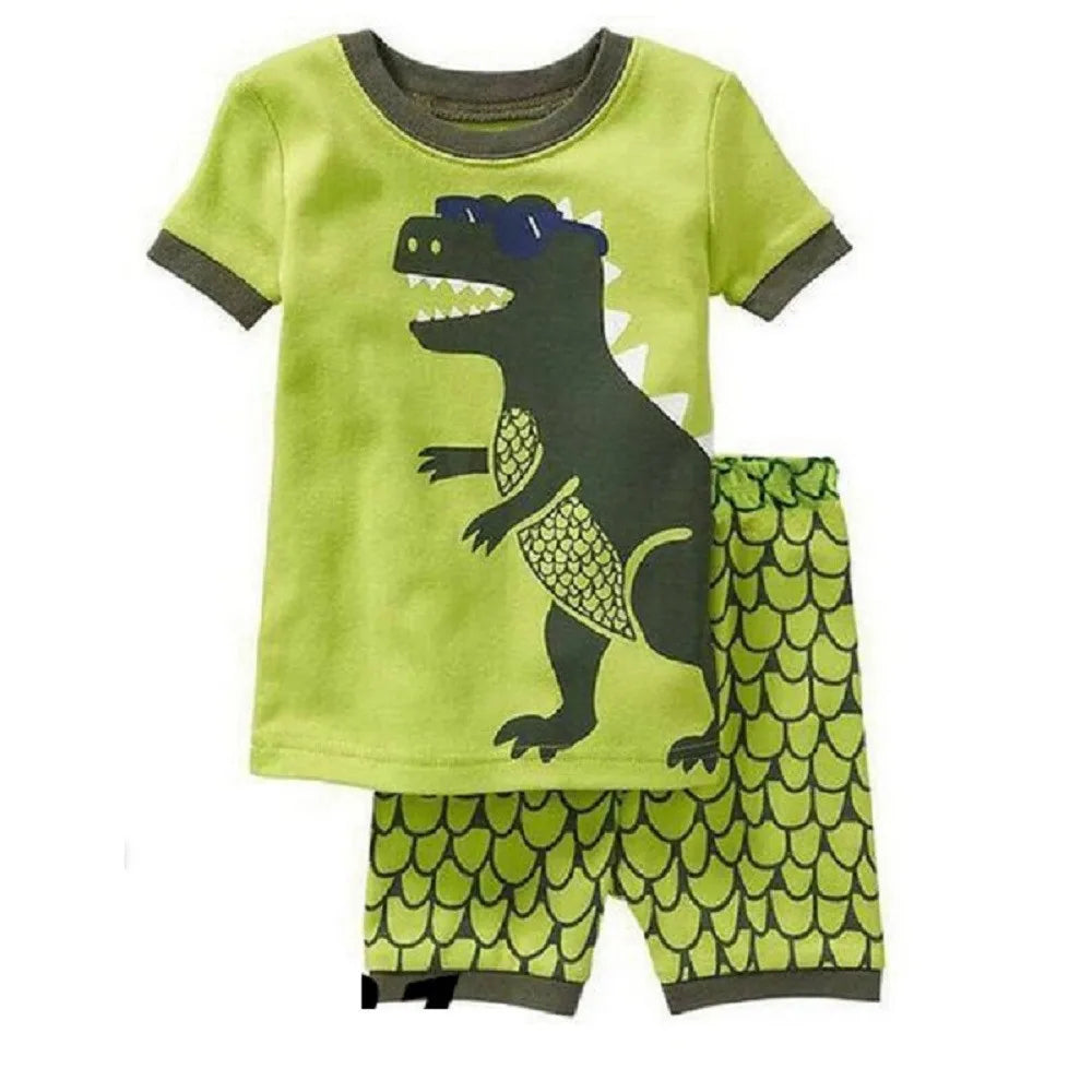 Ensemble de Vêtements 100% Coton pour Bébé Garçon de 2, 3, 4, 5, 6, 7 Ans, T-shirt et Pantalon en Forme de Crocodile Vert