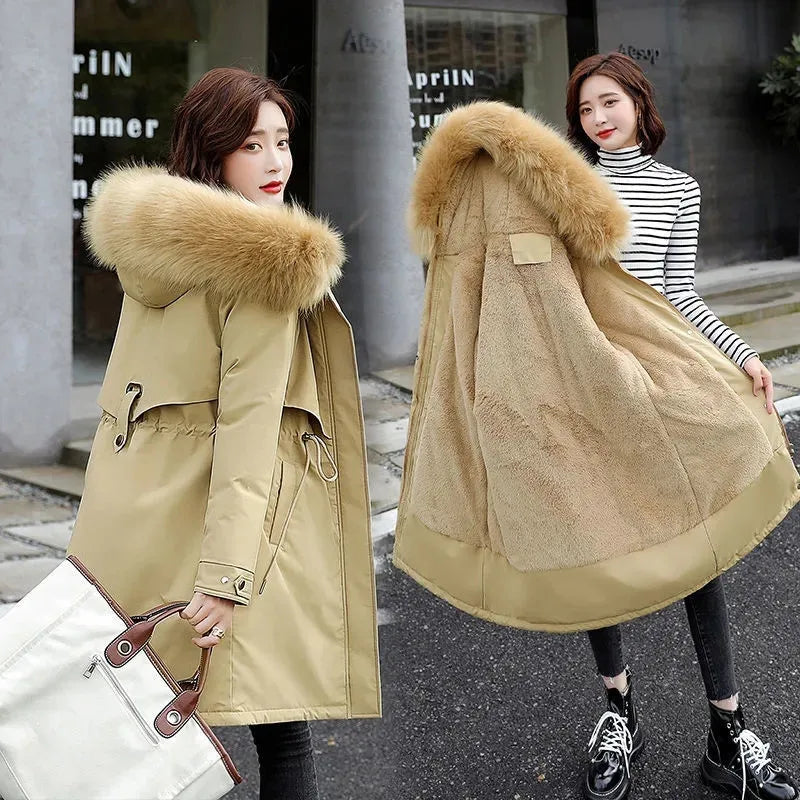 IOQRCJV 2024 veste d'hiver femmes Parkas chaud col de fourrure