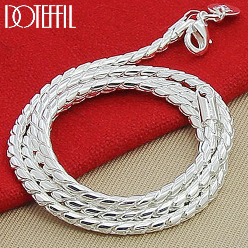 DOTEFFIL 925 argent Sterling 5mm serpent chaîne collier femme homme mode Simple 20 pouces chaîne bijoux