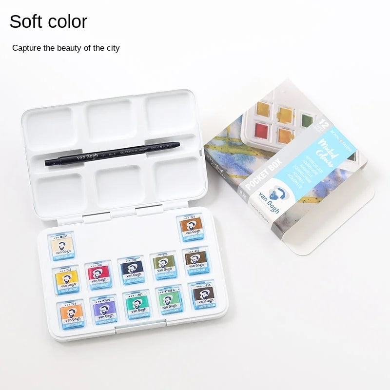 Van Gogh – ensemble de peintures à l'aquarelle, série de couleurs métalliques roses et violettes, fournitures d'art, fournitures scolaires