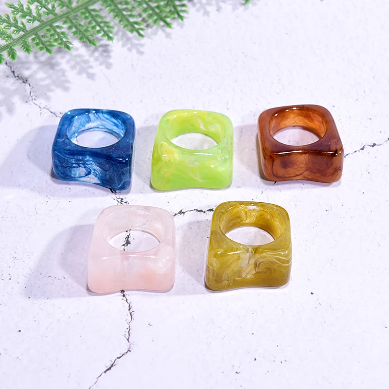 Ensemble de bagues matiques en résine transparente pour femmes, 5 pièces, lot, 2021