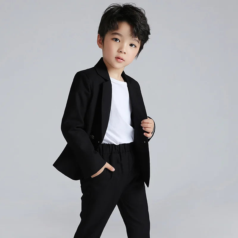 Robe d'uniforme scolaire pour garçons, olympiques d'anniversaire formels pour mariages, pantalons blazer, ensembles de vêtements pour enfants, fête de gentleman, 2 pièces, F64